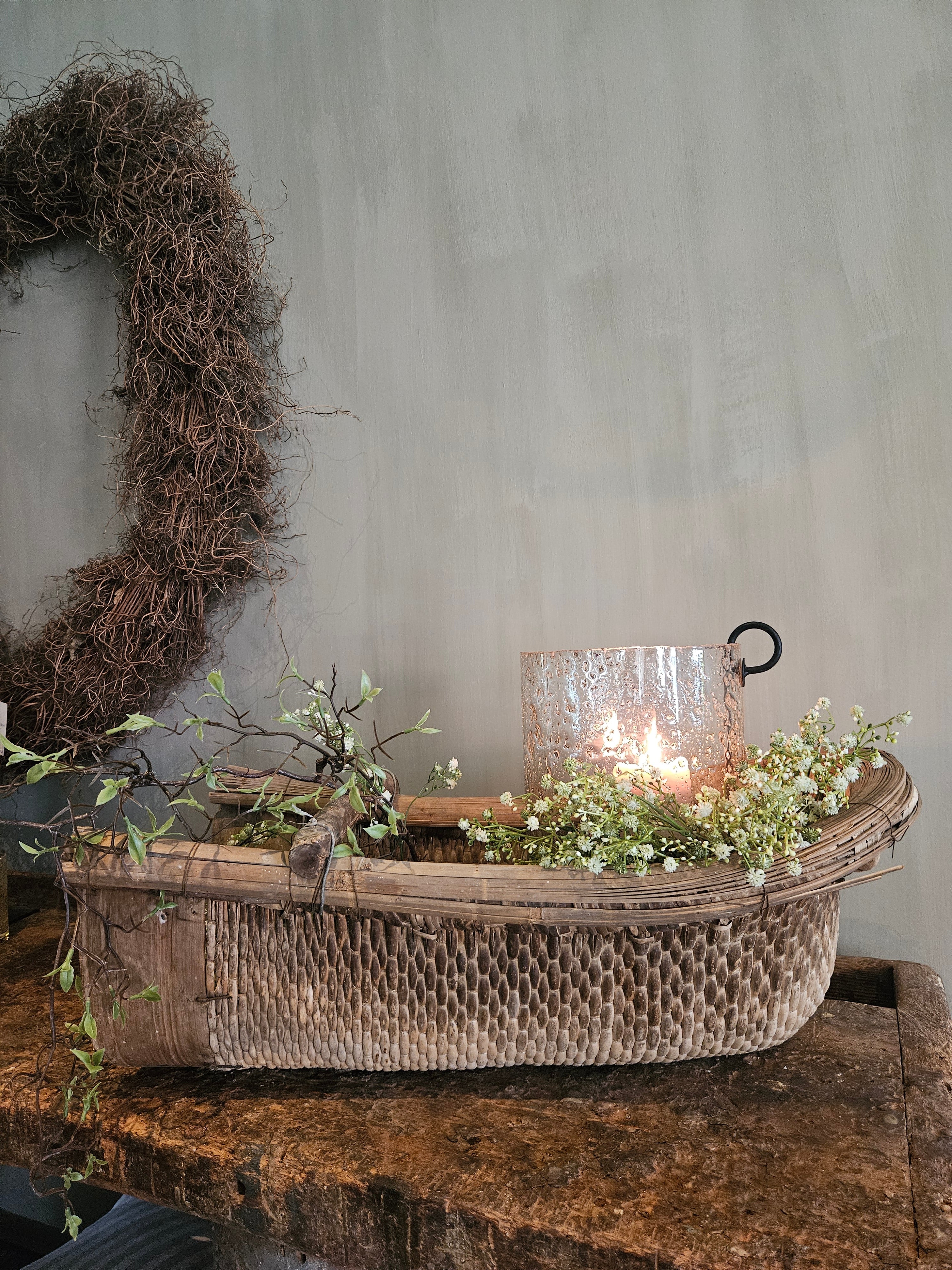 decoratieve rijstschep van rotan