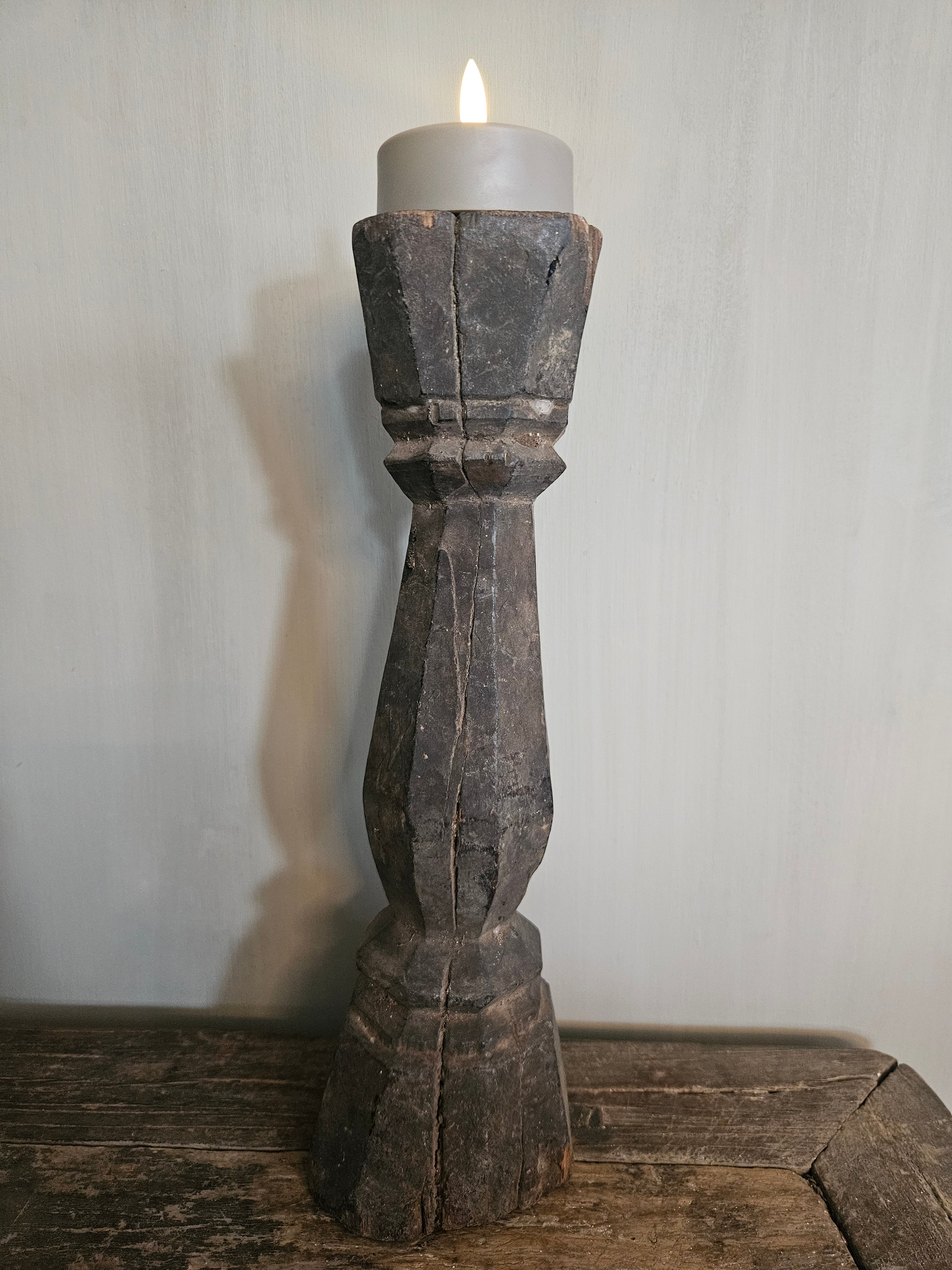 Houten kandelaar 34 cm