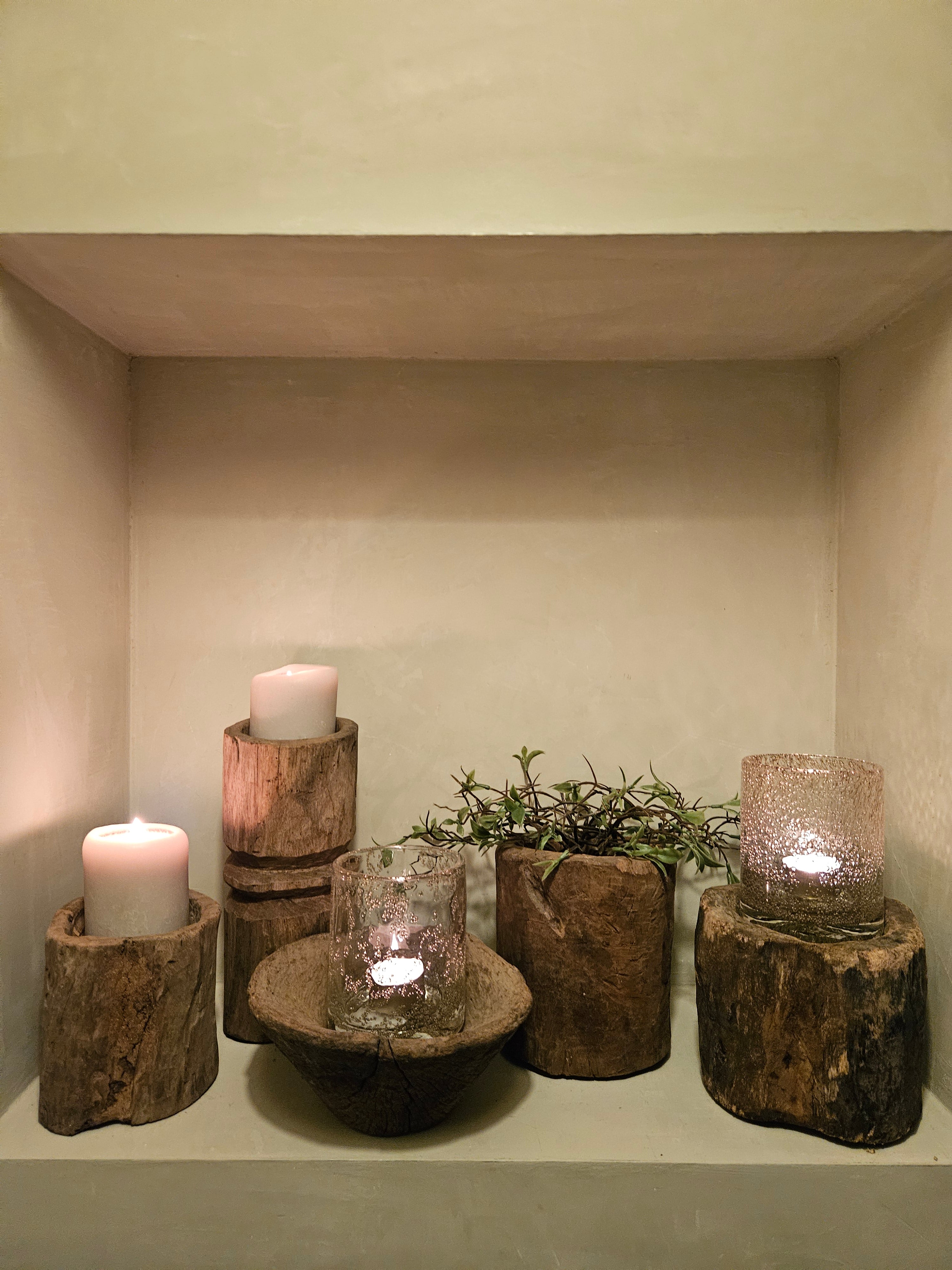 Doorleefd houten vijzel