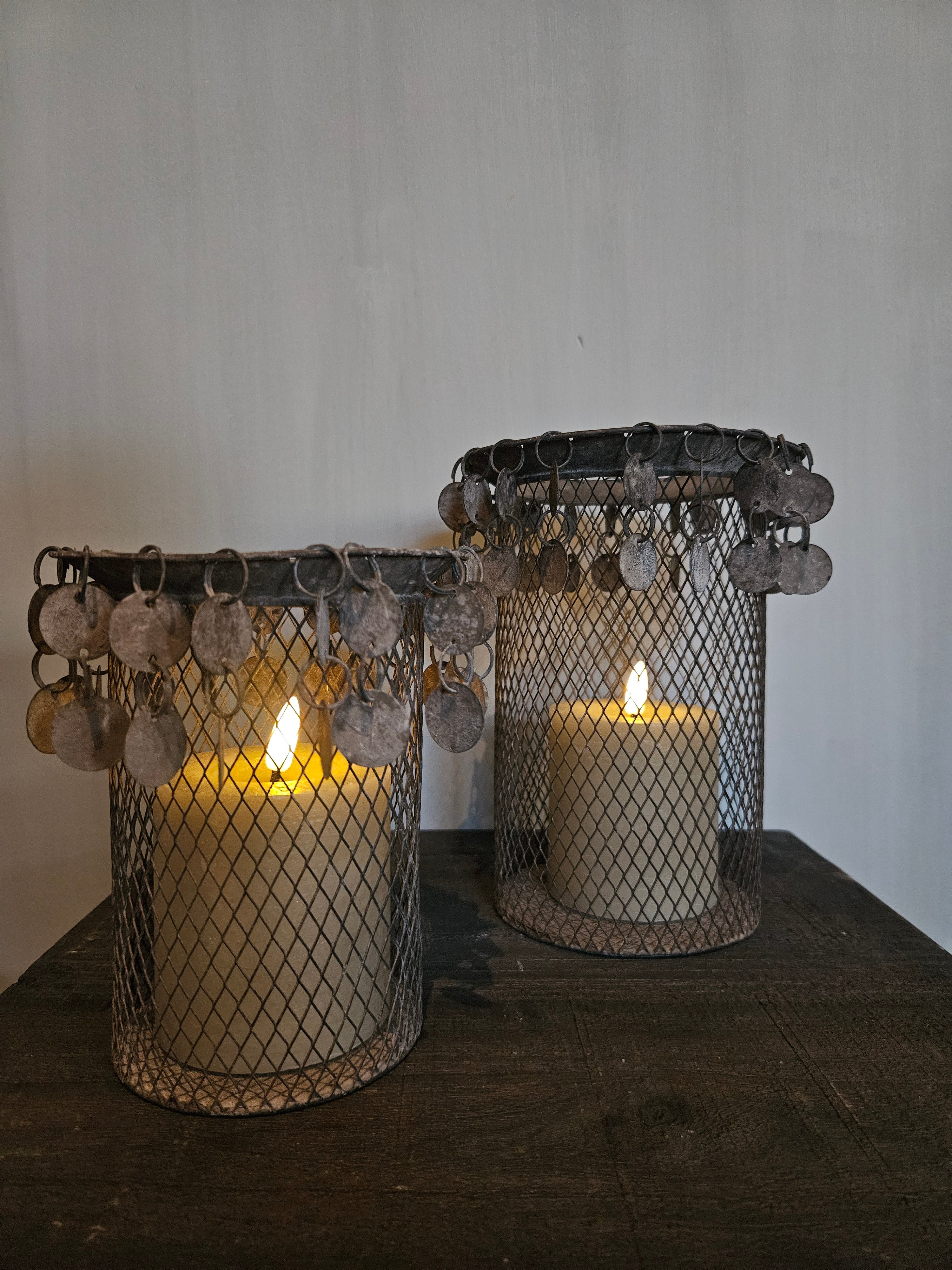 Metalen windlicht munten